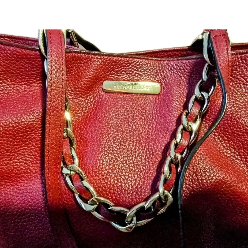 Michael Kors Red Leather Tote Bag - Very Good Condition